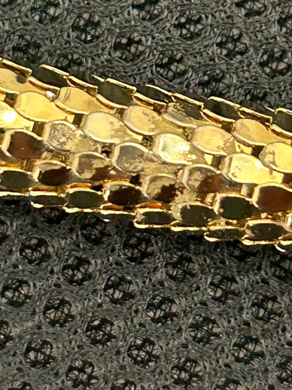 DL AULD Vintage Gold Mesh Snake Belt or Necklace - Blue Eyes c1970-80’s